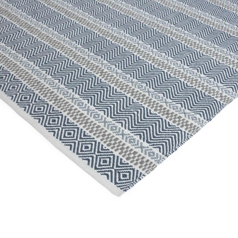 Boho Striped Patio Rug - Blue