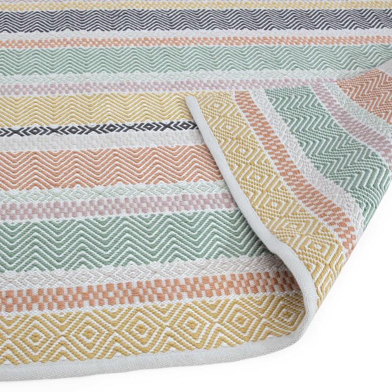 Boho Striped Patio Rug - Pastel