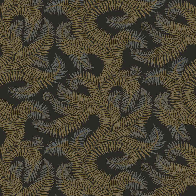 Bombe's Fernery Wallpaper - Olive & Dark Grey - Josephine Munsey