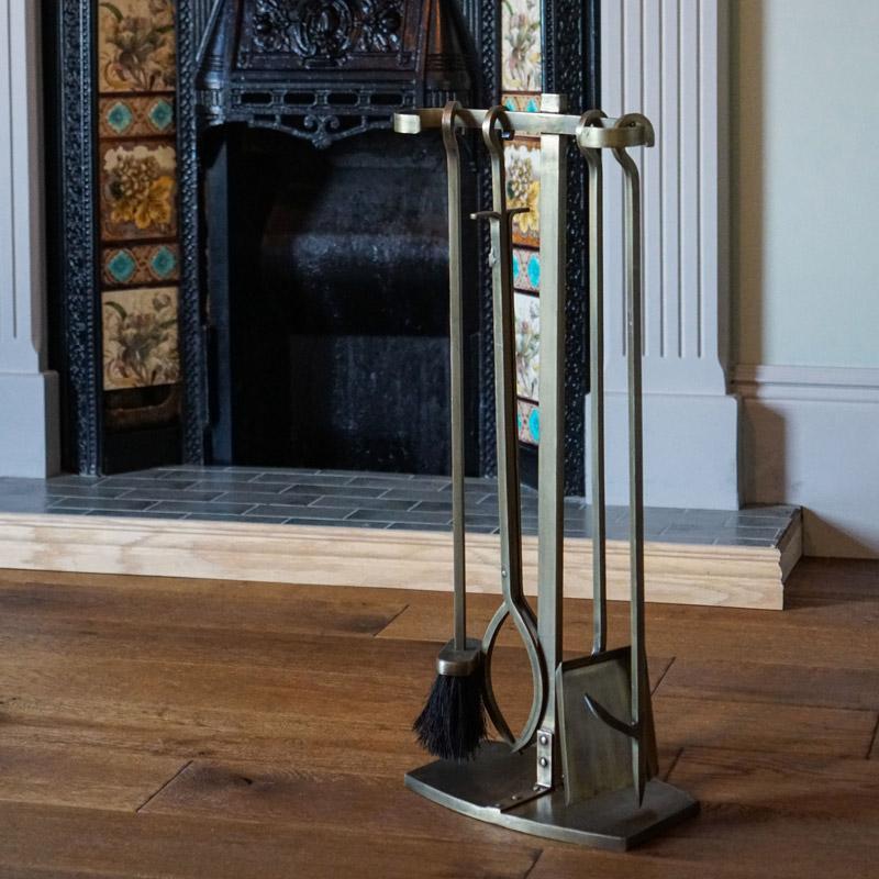 Brass Hanging Fire Tools Set