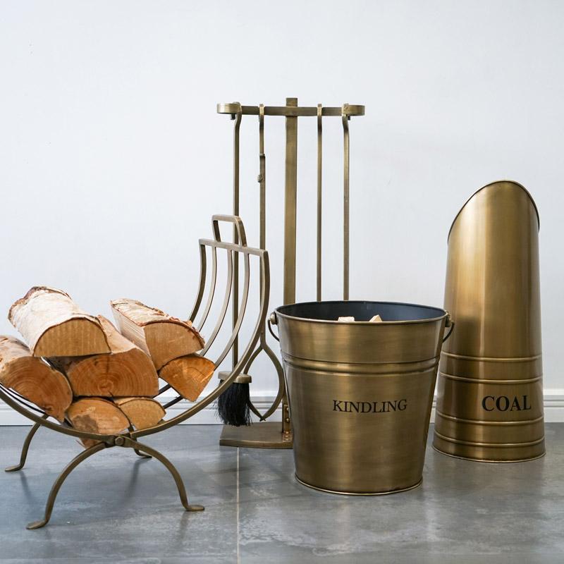 Brass Hanging Fire Tools Set