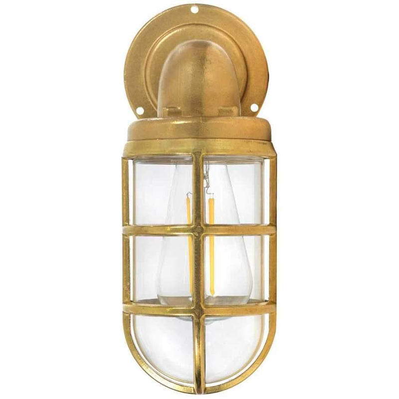 Brass Industrial Cage Bulkhead Wall Light