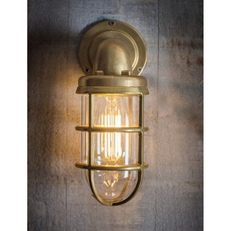 Brass Industrial Cage Bulkhead Wall Light