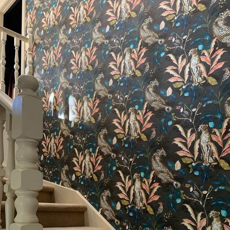 Cheetah Wallpaper - Charcoal - Graduate Collection