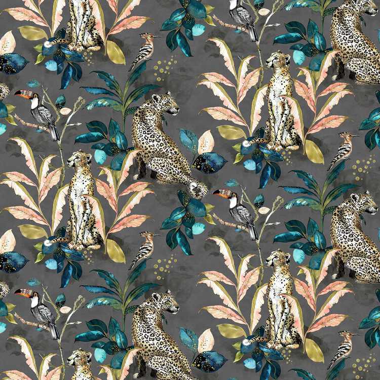 Cheetah Wallpaper - Charcoal - Graduate Collection
