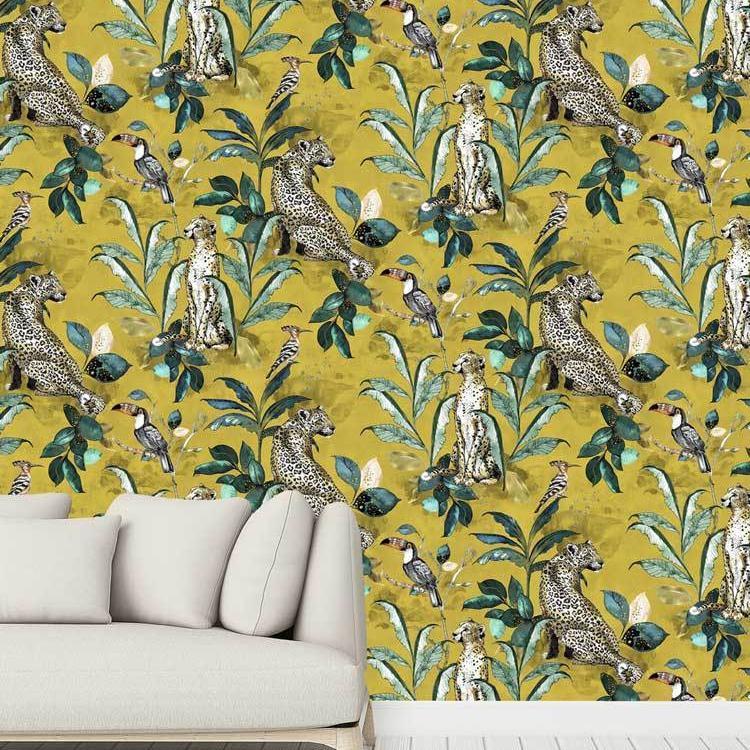 Cheetah Wallpaper - Mustard - Graduate Collection
