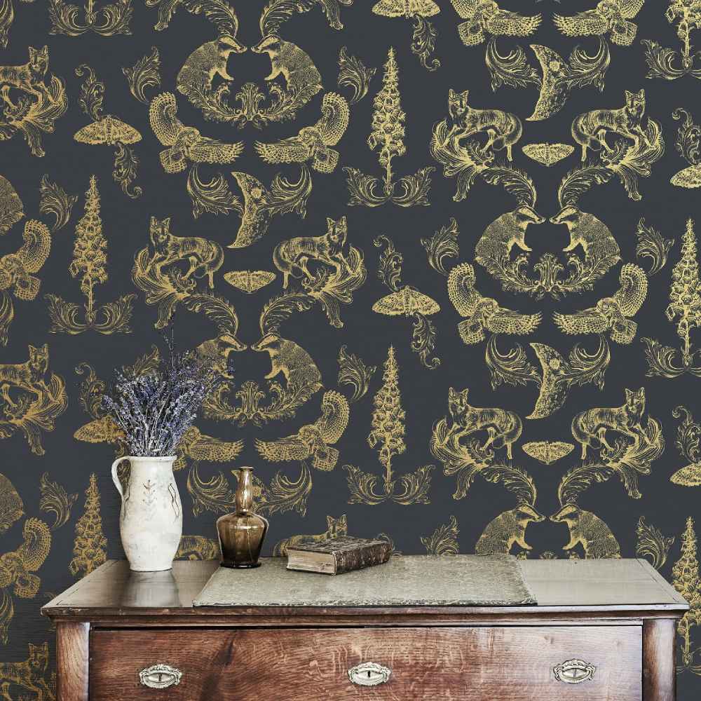 Dipped in Moonlight Wallpaper - Charcoal - Graduate Collection