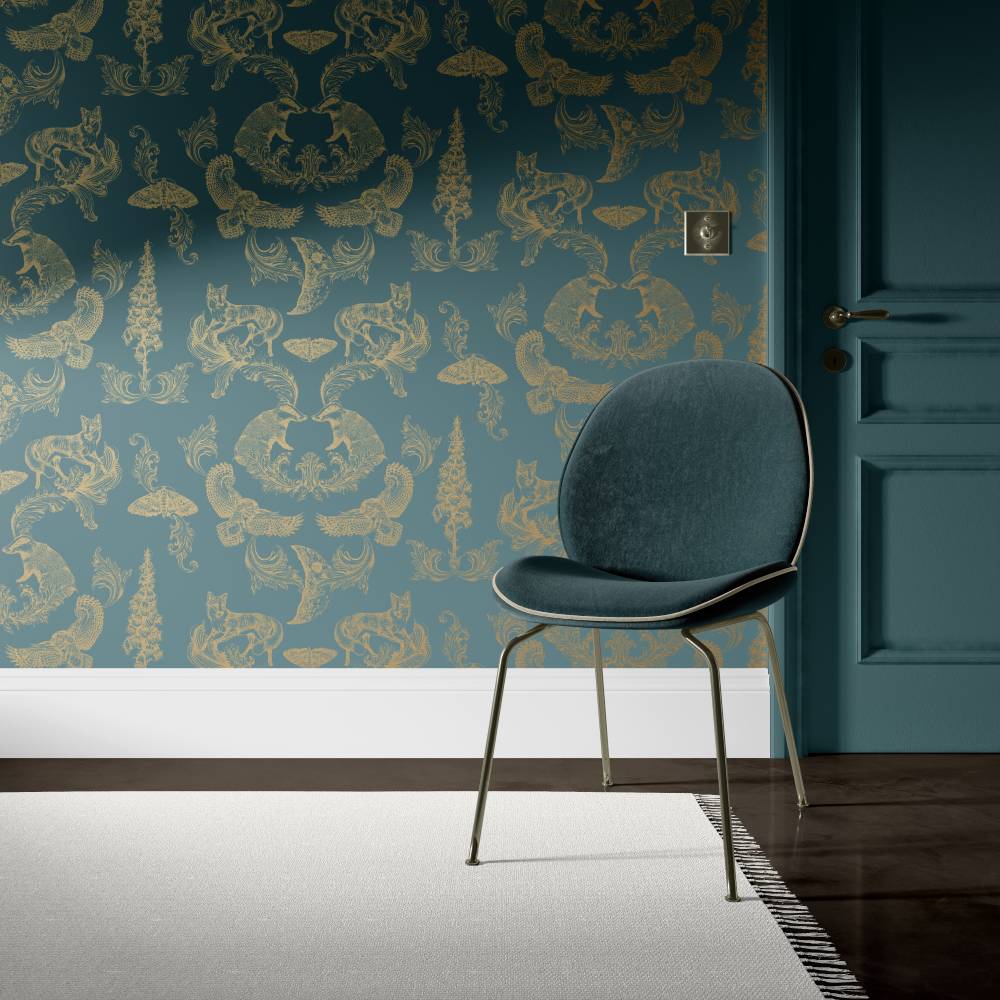 Dipped in Moonlight Wallpaper - Teal - Graduate Collection