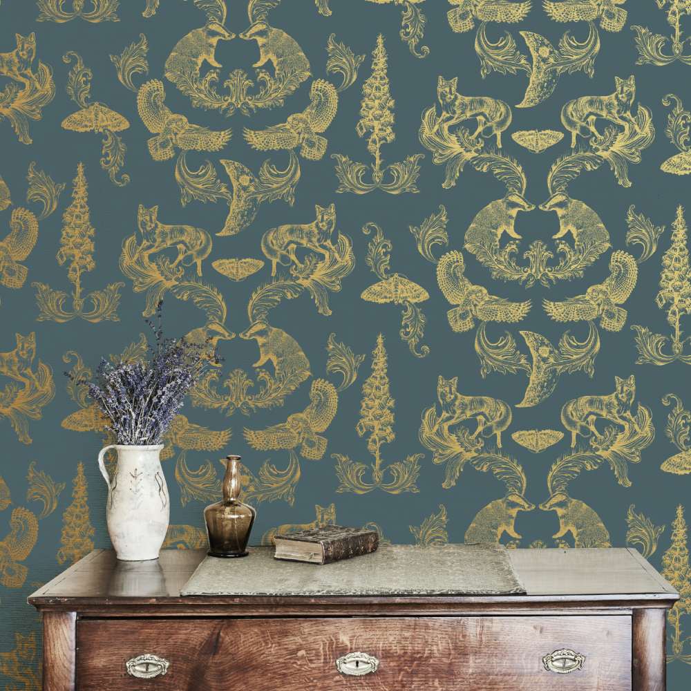 Dipped in Moonlight Wallpaper - Teal - Graduate Collection