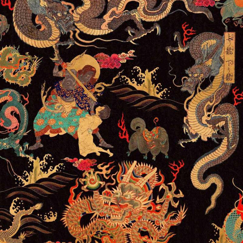 Dragons Of Tibet Wallpaper - Set of 3 Rolls - MINDTHEGAP