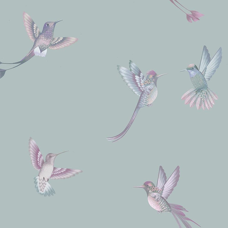 Exotic Birds Wallpaper - Duck Egg Blue - Brand Mckenzie