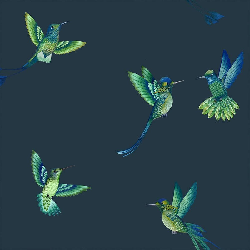 Exotic Birds Wallpaper - Midnight Blue - Brand Mckenzie
