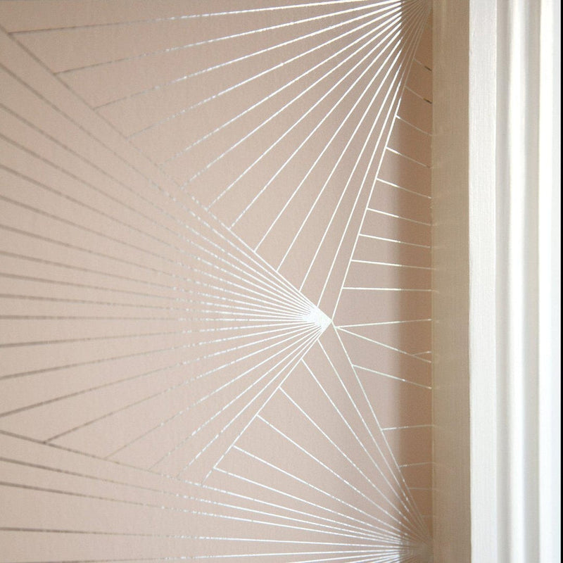 Fan Metallic Wallpaper - Pink & Silver - Erica Wakerly