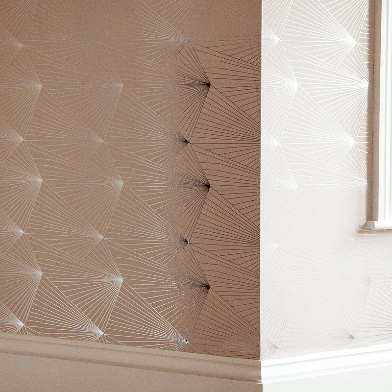 Fan Metallic Wallpaper - Pink & Silver - Erica Wakerly