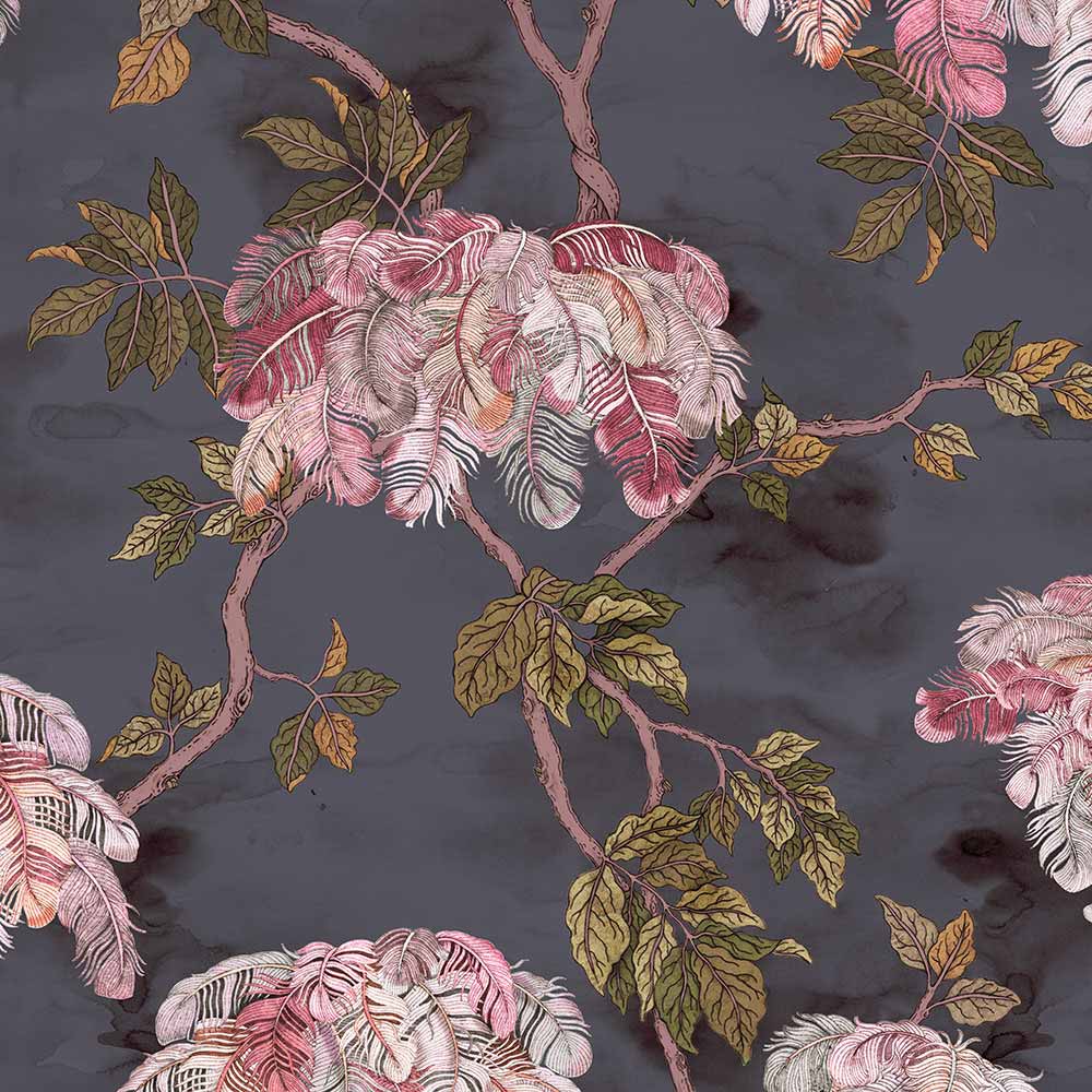 Feather Palm Wallpaper - Charcoal - Brand Mckenzie