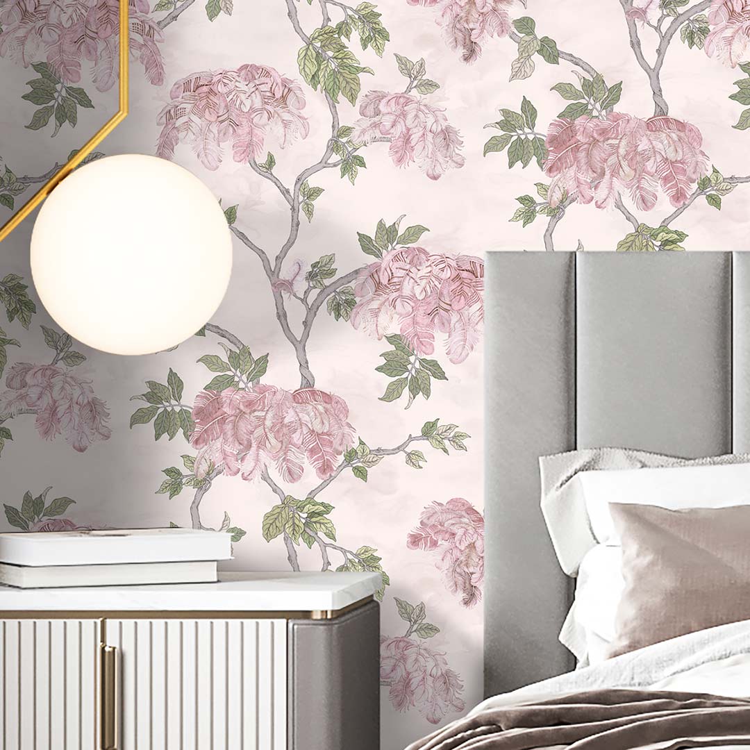 Feather Palm Wallpaper - Rose - Brand Mckenzie
