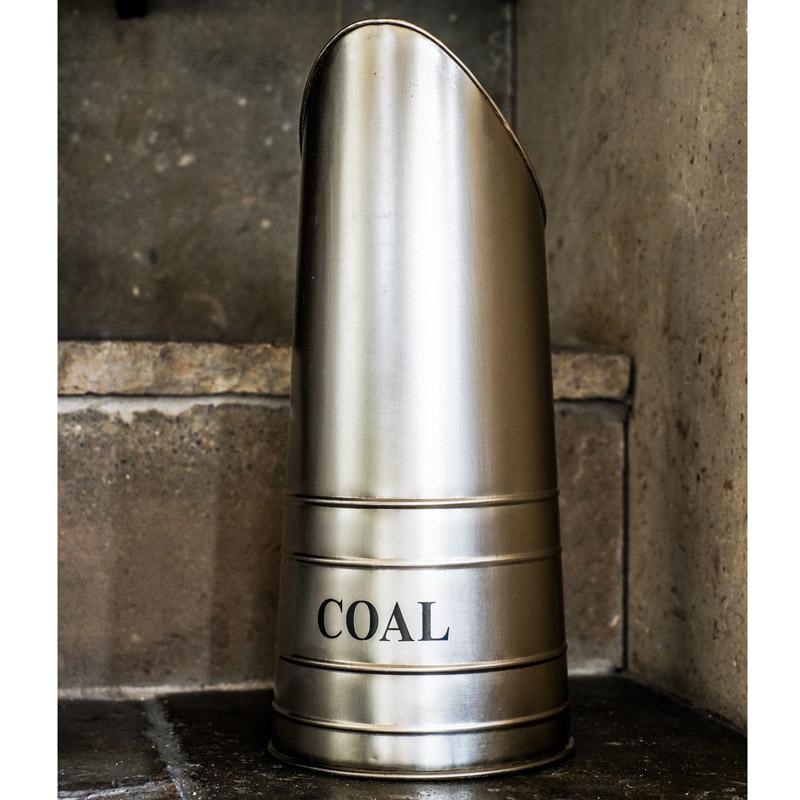 Fireplace Coal Hod Pewter Lime Lace