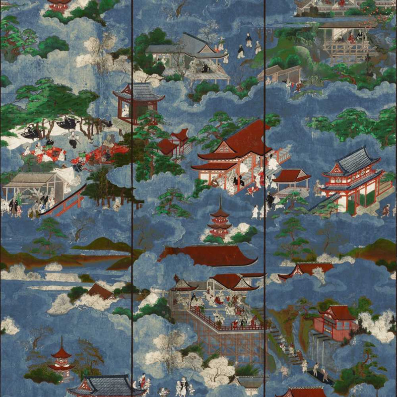 Floating World Blue Wallpaper - Set of 3 Rolls - MINDTHEGAP