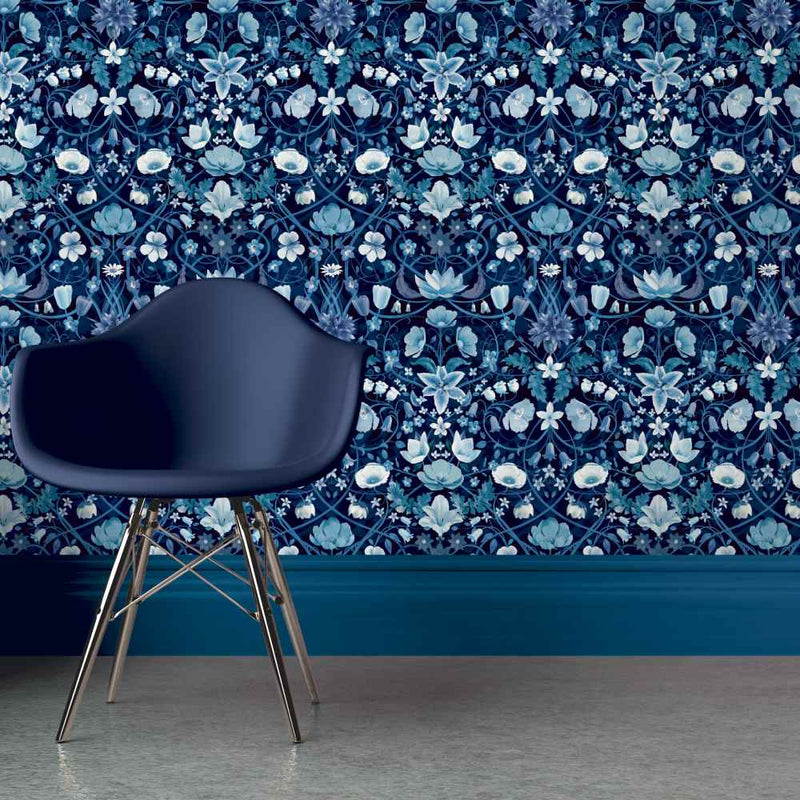 Flora Botanica Wallpaper - Midnight - Carmine Lake