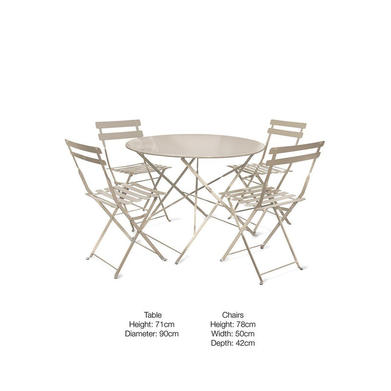 Folding Bistro Table & 4 Chair Set - Clay