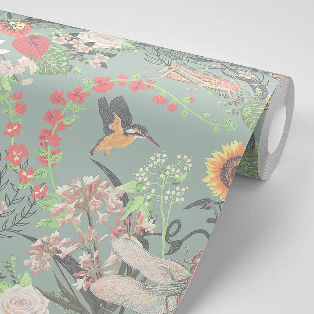 Garden Treasures Wallpaper - Mint - Becca Who