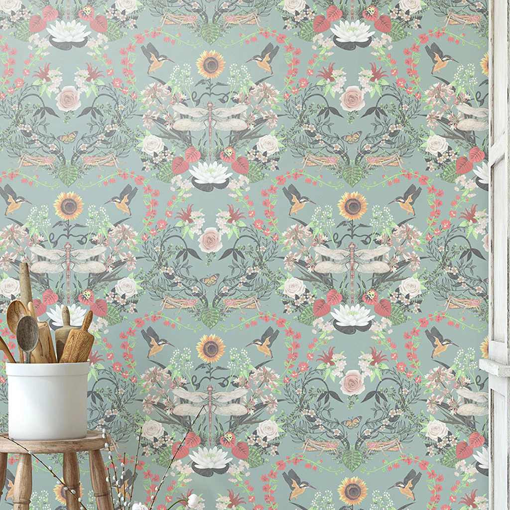 Garden Treasures Wallpaper - Mint - Becca Who