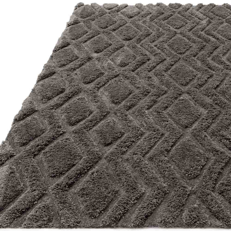 Geometric Shaggy Rug - Charcoal
