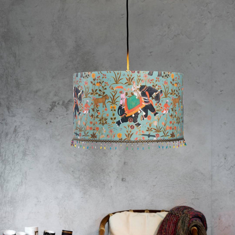 Hindustan Aquamarine Drum Pendant Lamp - MINDTHEGAP