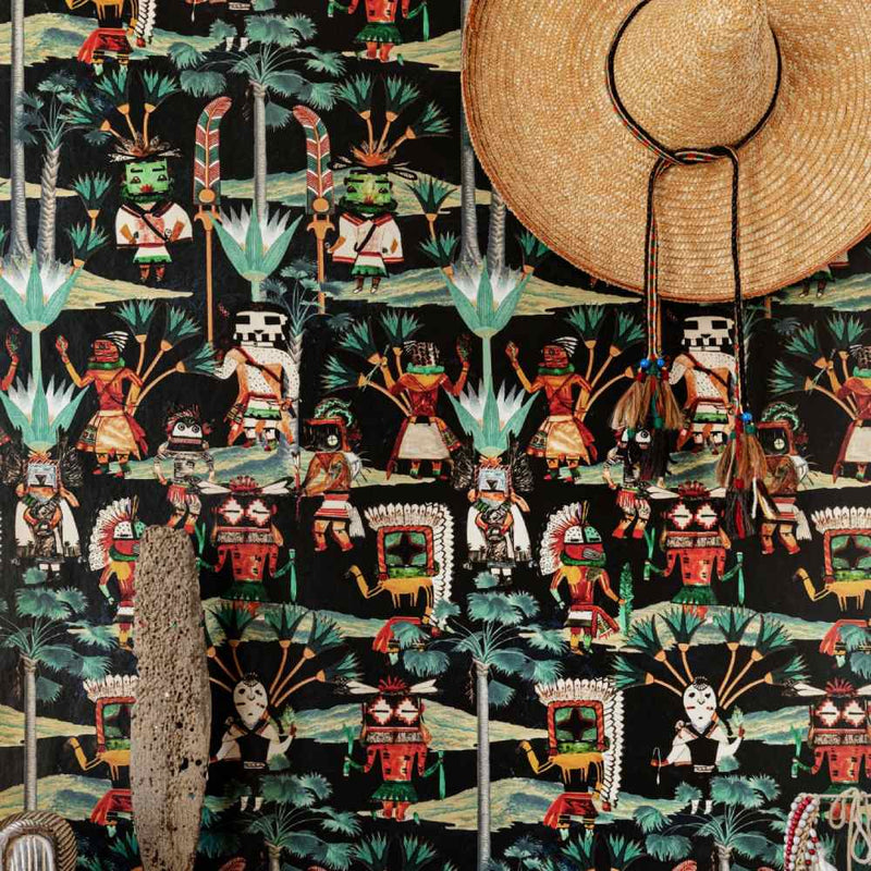 Hopi Spirit Anthracite Wallpaper - Set of 3 Rolls - MINDTHEGAP