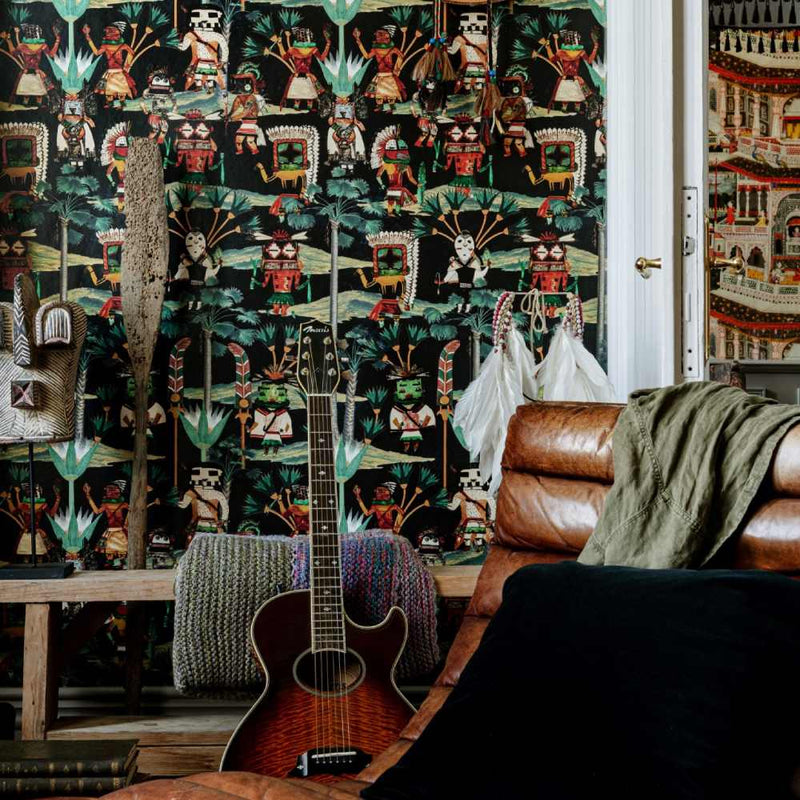 Hopi Spirit Anthracite Wallpaper - Set of 3 Rolls - MINDTHEGAP