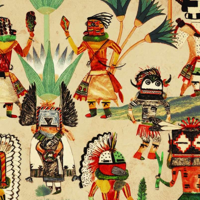 Hopi Spirit Taupe Wallpaper - Set of 3 Rolls - MINDTHEGAP