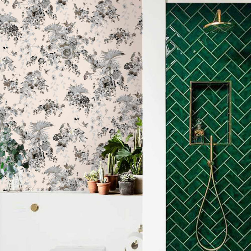 Hummingbirds Secret Garden Wallpaper - Powder - Good & Craft