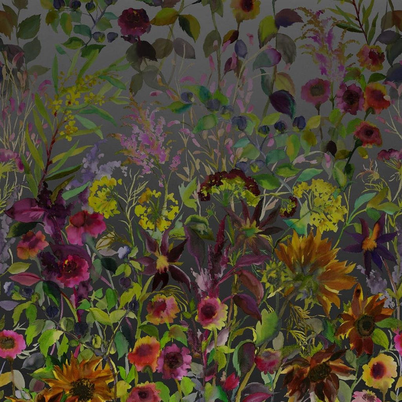 Indian Sunflower Wallpaper - Graphite - Designers Guild