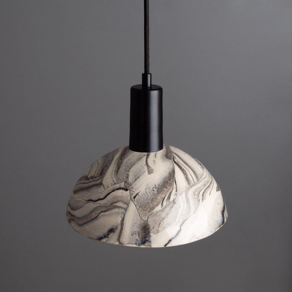 Kauri Ceramic Dome Pendant - Marbled - Mullan Lighting