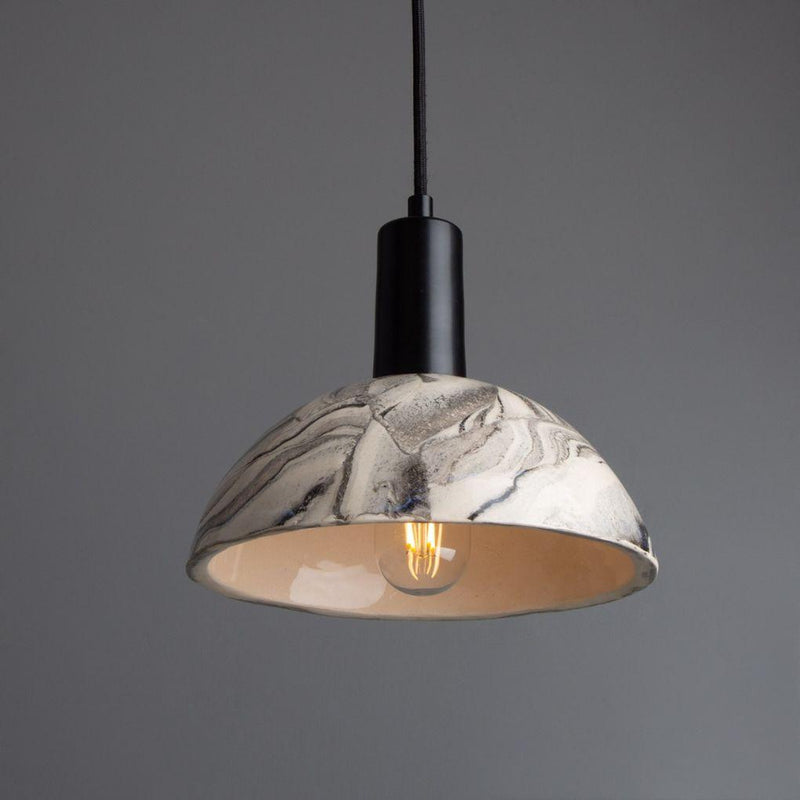 Kauri Ceramic Dome Pendant - Marbled - Mullan Lighting