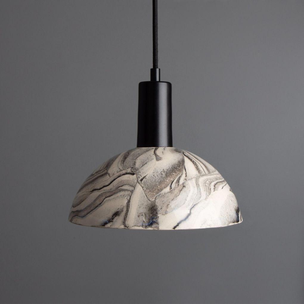 Kauri Ceramic Dome Pendant - Marbled - Mullan Lighting