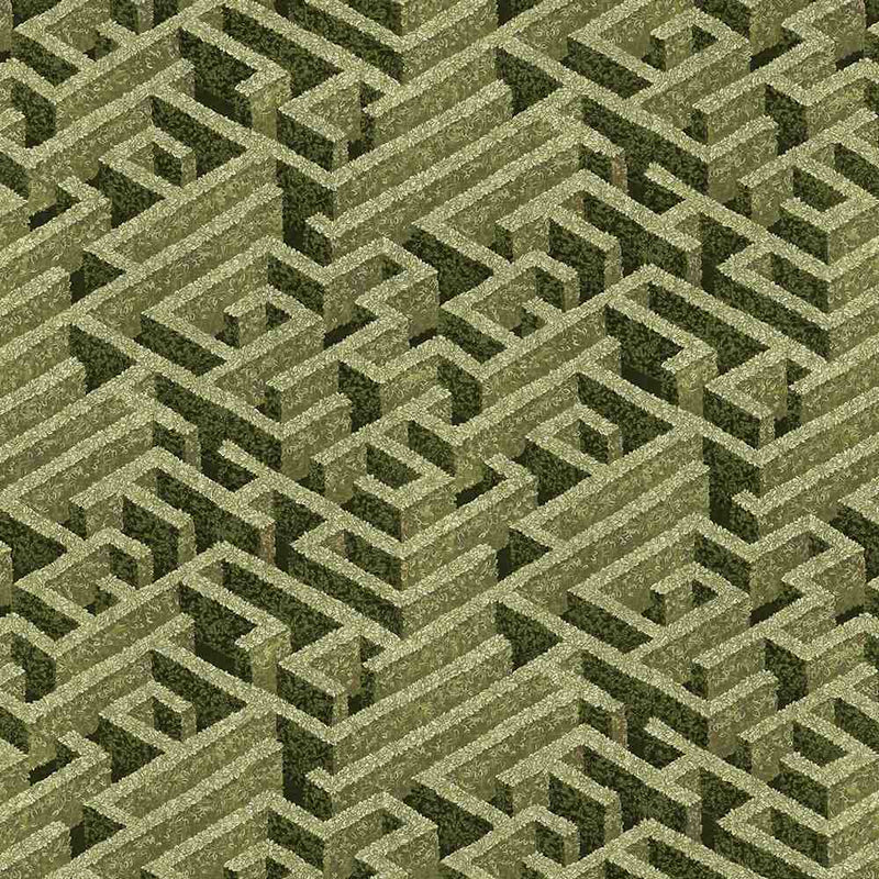 Labyrinth Linen Union Fabric - Olive - Josephine Munsey