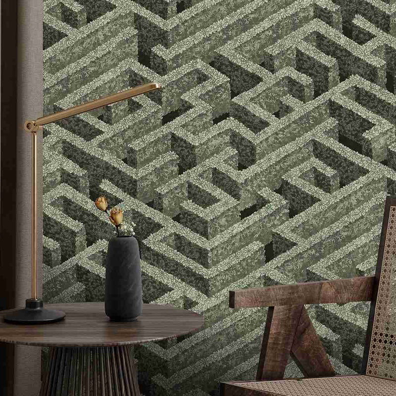 Labyrinth Wallpaper - Eucalyptus - Josephine Munsey