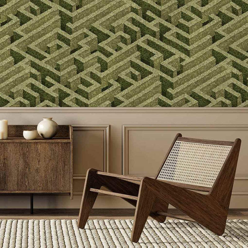 Labyrinth Wallpaper - Olive - Josephine Munsey