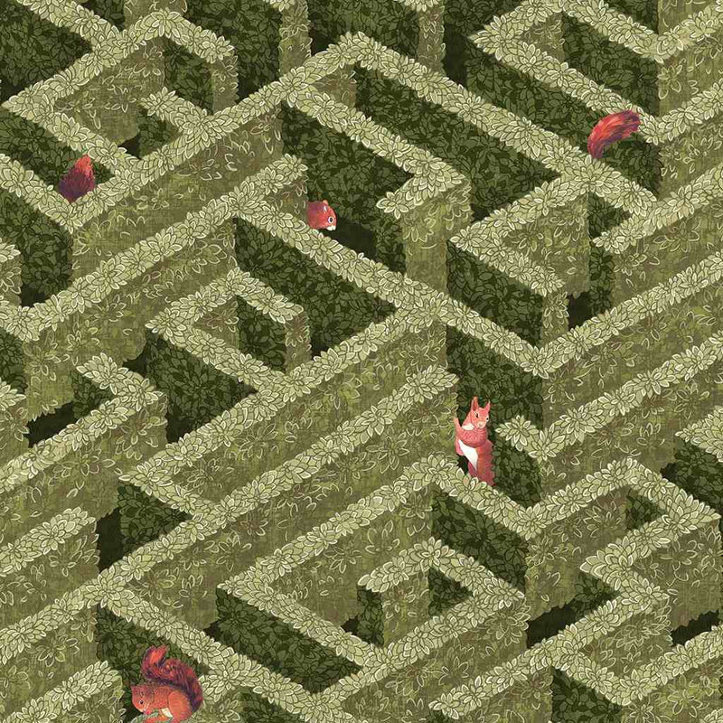 Labyrinth with Squirrel Wallpaper - Josephine Munsey