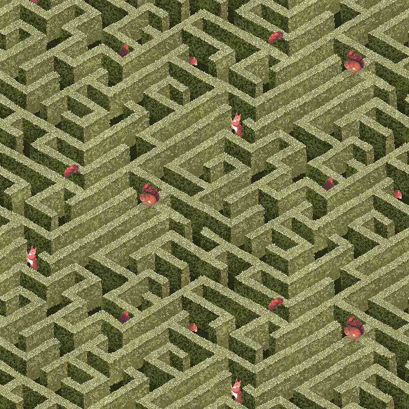 Labyrinth with Squirrel Wallpaper - Josephine Munsey