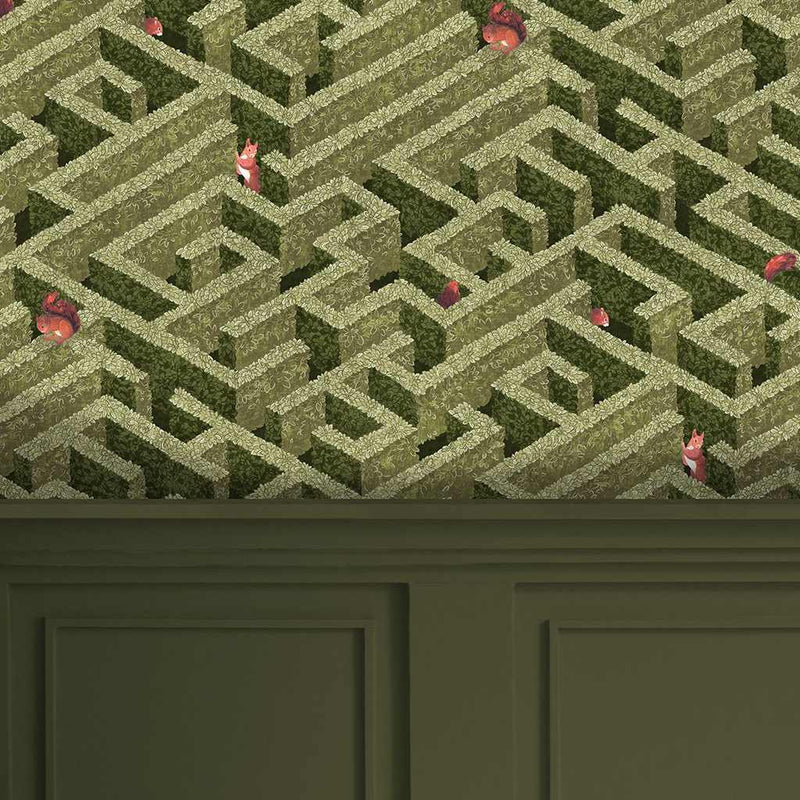 Labyrinth with Squirrel Wallpaper - Josephine Munsey