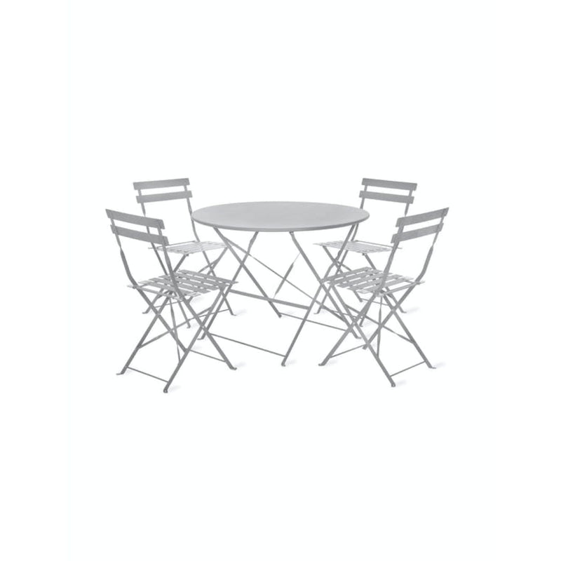 Large Folding Bistro Table & 4 Chair Set - Chalk