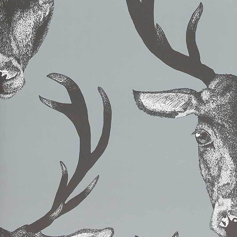 Large Stag Print Wallpaper - Grey - Graduate Collection