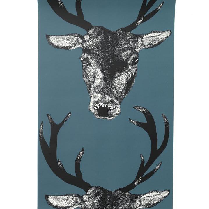 Large Stag Wallpaper - Teal - Graduate Collection