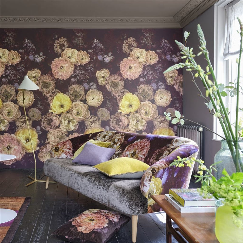 Le Poeme De Fleurs Wallpaper - Rosewood - Designers Guild