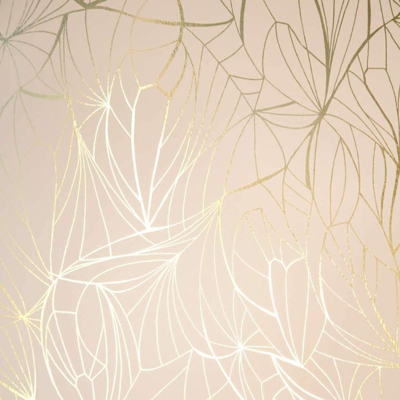 Leaf Wallpaper - Pink & Gold - Erica Wakerly