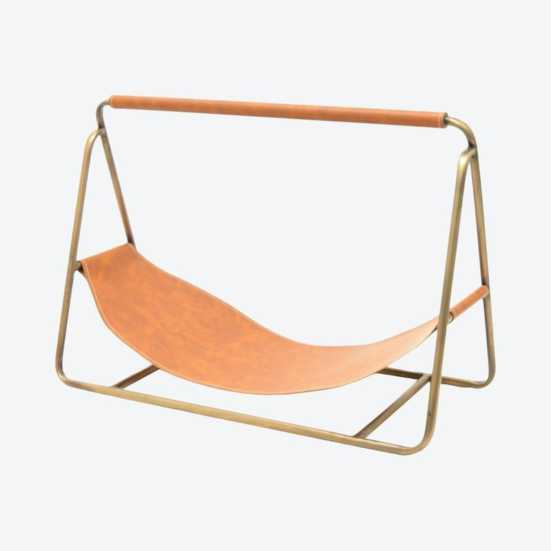 Leather Sling Log Holder - Brass