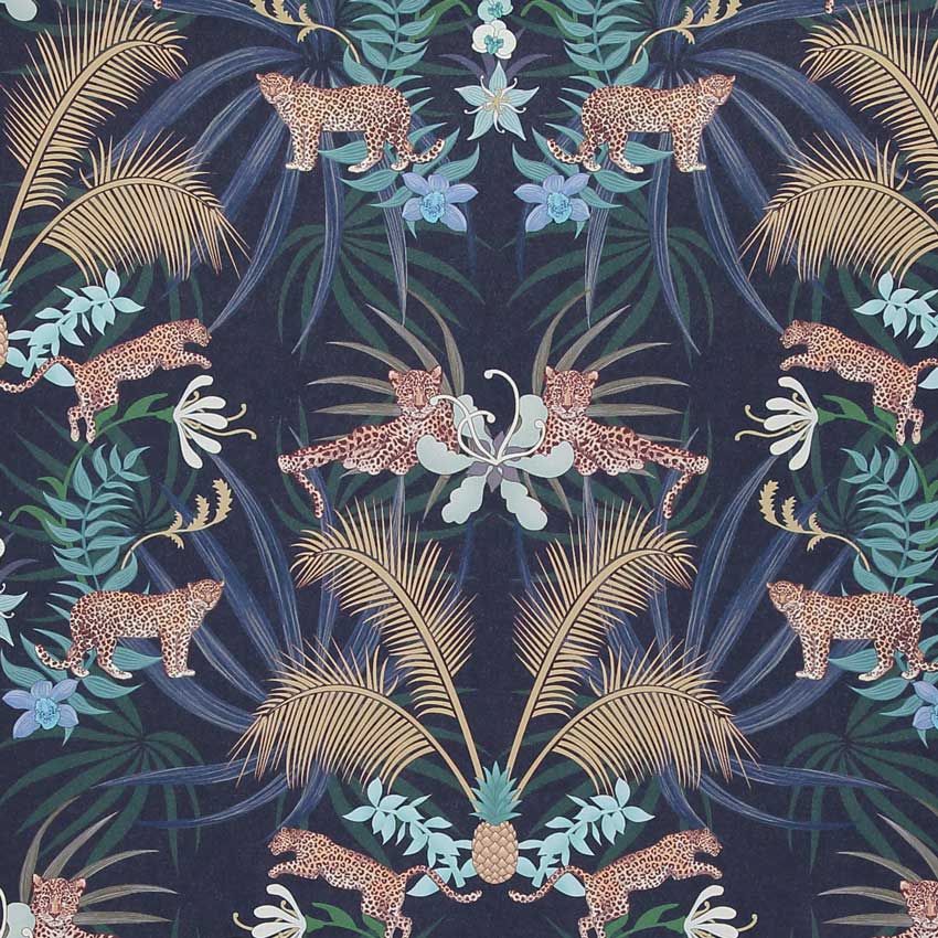 Leopard Luxe Wallpaper - Blue - Graduate Collection