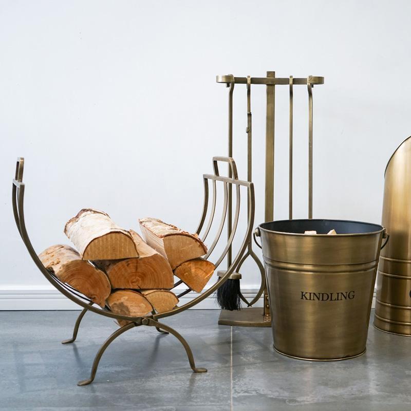 Linear Brass Log Holder